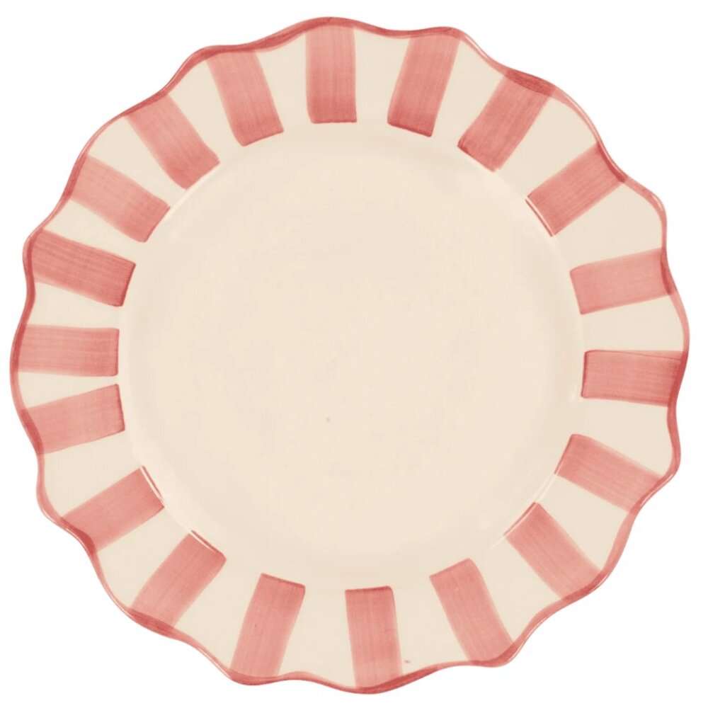 Anna + Nina Scalloped Striped Dinner Plate, new